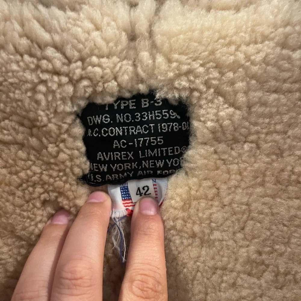 Men's Shearling Leather B-3 Aviator Jacket - Picture 2 of 3